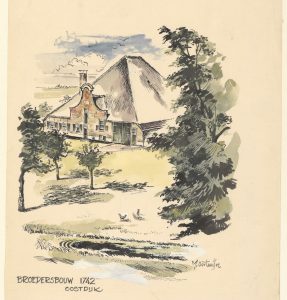 Tekening Maarten Oortwijn stolpboerderij Broedersbouw